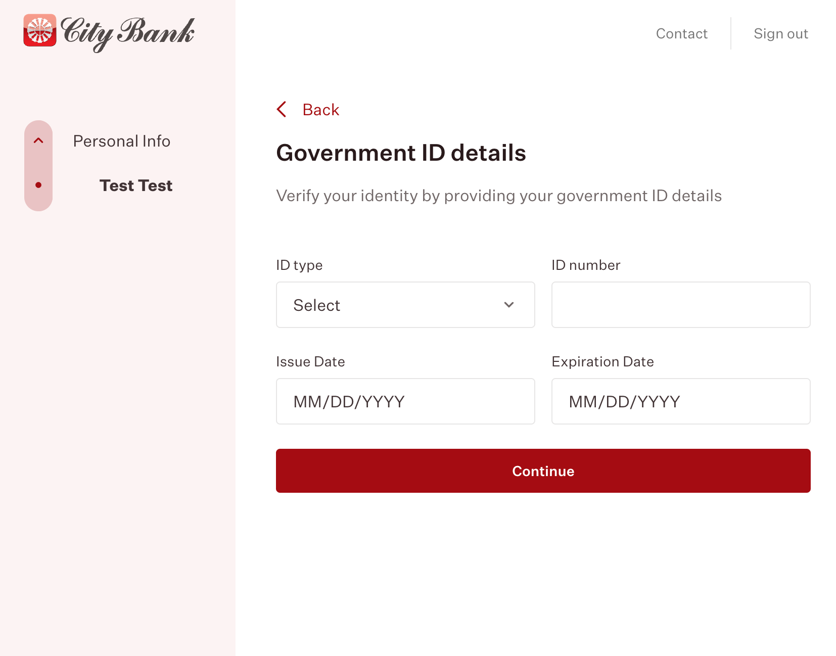Identity Verification - Government ID details collection with Alloy IDV integration